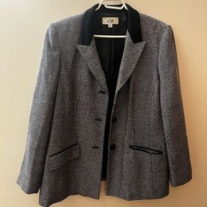 Le Suit Women's Black and Gray Textured Blazer